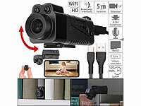 Somikon WLAN-Micro-Kamera, Full HD, 90° neigbar, Powerbank, IR-Nachtsicht, App