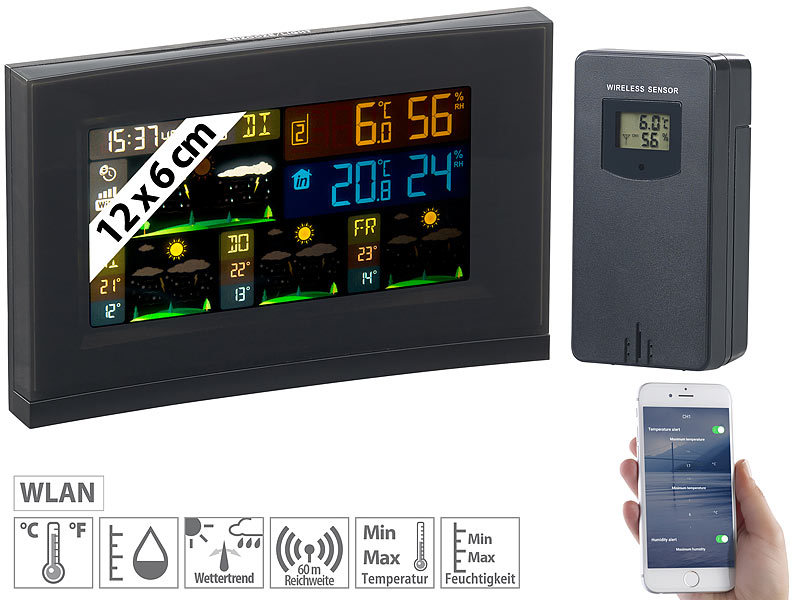 ; WLAN Außen- & Innen-Temperatur- & Luftfeuchtigkeitssensor, Hygrometer, IP65 WLAN Außen- & Innen-Temperatur- & Luftfeuchtigkeitssensor, Hygrometer, IP65
