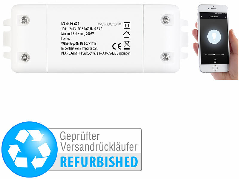 Luminea Home Control Touch-Lichtschalter & Dimmer, Versandrückläufer