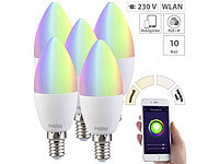 Luminea 5er-Set WLAN-LED-Lampe, kompat. zu Alexa & Google Assistant, E14