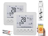 revolt 2er-Set WLAN-Thermostate für Fußbodenheizung, für Siri, Alexa & GA; Programmierbare Heizkörperthermostate mit Bluetooth Programmierbare Heizkörperthermostate mit Bluetooth Programmierbare Heizkörperthermostate mit Bluetooth 