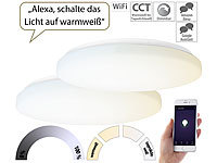 Luminea Home Control 2er-Set WLAN-LED-Deckenleuchten für Amazon Alexa&Google Assistant, 36W; WLAN-LED-Lampen E27 RGBW WLAN-LED-Lampen E27 RGBW WLAN-LED-Lampen E27 RGBW 