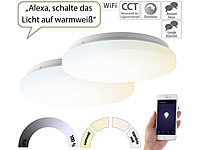 Luminea Home Control 2er-Set WLAN-LED-Deckenleuchten für Amazon Alexa&Google Assistant, 24W; WLAN-LED-Lampen E27 RGBW WLAN-LED-Lampen E27 RGBW WLAN-LED-Lampen E27 RGBW WLAN-LED-Lampen E27 RGBW 