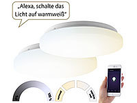 Luminea Home Control Deckenlampe WiFi, Wohnzimmer-Deckenlampe LED