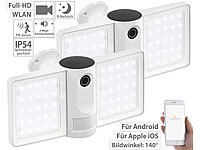 VisorTech 2er-Set Full-HD-IP-Überwachungskameras mit LED-Strahler, WLAN, App