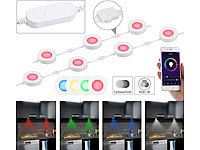 Lunartec 7er-Set WLAN-Unterbau-LEDs, RGB+W, für Amazon Alexa & Google Assistant; LED-Lichtleisten mit Bewegungsmelder LED-Lichtleisten mit Bewegungsmelder LED-Lichtleisten mit Bewegungsmelder LED-Lichtleisten mit Bewegungsmelder 