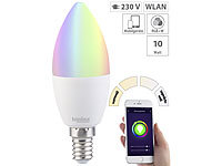 Luminea WLAN-LED-Lampe, kompat. zu Amazon Alexa & Google Assistant, E14, RGB+W; LED-Spots GU5.3 (warmweiß), LED-Kerzen E14 (warmweiß) 