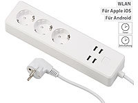 Luminea Home Control WLAN-Steckdosen-Leiste, 4x USB, Alexa & Google Assistant komp., 16 A; WLAN-Steckdosen 