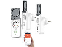 Luminea Home Control 3er-Set WLAN-Outdoor-Steckdosen, App, Sprachsteuerung, 16 A, IP44