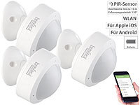 Luminea Home Control 3er-Set WLAN-PIR-Bewegungsmelder mit App, weltweite Benachrichtigung