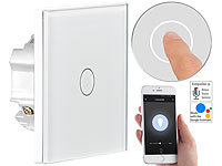 Luminea Home Control Touch-Lichtschalter, WLAN, kompat. zu Siri, Alexa & Google Assistant; WLAN-Steckdosen WLAN-Steckdosen WLAN-Steckdosen WLAN-Steckdosen 