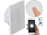 Luminea Home Control Touch-Lichtschalter & Dimmer, komp. zu Amazon Alexa & Google Assistant; WLAN-Unterputz-Steckdosen WLAN-Unterputz-Steckdosen WLAN-Unterputz-Steckdosen WLAN-Unterputz-Steckdosen 