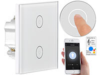 Luminea Home Control Touch-Doppel-Lichttaster, Amazon Alexa & Google Assistant kompatibel; WLAN-Touch-Lichttaster & -Dimmer WLAN-Touch-Lichttaster & -Dimmer WLAN-Touch-Lichttaster & -Dimmer WLAN-Touch-Lichttaster & -Dimmer 