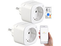 Luminea Home Control 2er-Set WLAN-Steckdosen, Amazon Alexa & Google Assistant komp., 16 A; WLAN-Steckdosen mit Stromkosten-Messfunktion WLAN-Steckdosen mit Stromkosten-Messfunktion 