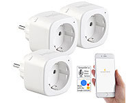 Luminea Home Control 3er-Set WLAN-Steckdosen, Amazon Alexa & Google Assistant komp., 16 A; WLAN-Steckdosen mit Stromkosten-Messfunktion WLAN-Steckdosen mit Stromkosten-Messfunktion 