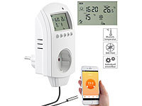 revolt WLAN-Steckdosen-Thermostat für Heizgeräte, App, Sprachbefehl, Sensor; Energiekostenmesser Energiekostenmesser Energiekostenmesser 