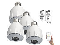 Luminea Home Control 4er-Set WLAN-E27-Lampenfassung, für Amazon Alexa & Google Assistant