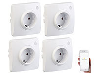 Luminea Home Control 4er-Set WLAN-Unterputz-Steckdosen, kompatibel mit A. Alexa & Google A.; WLAN-Steckdosen mit Stromkosten-Messfunktion WLAN-Steckdosen mit Stromkosten-Messfunktion WLAN-Steckdosen mit Stromkosten-Messfunktion 