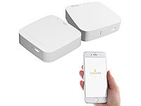 Luminea Home Control Smarthome-Schalt-Set RC-250.bt mit Steuer-Taster für Elesion-Geräten; WLAN-Steckdosen mit Stromkosten-Messfunktion WLAN-Steckdosen mit Stromkosten-Messfunktion 