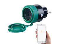 Luminea Home Control Outdoor-WLAN-Mini-Steckdose, für Alexa, Siri & Google Assistant, 16 A