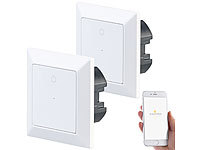 Luminea Home Control 2er-Set WLAN-Lichttaster, App, komp. zu Siri, Alexa & Google Assistant; WLAN-Steckdosen mit Stromkosten-Messfunktion WLAN-Steckdosen mit Stromkosten-Messfunktion WLAN-Steckdosen mit Stromkosten-Messfunktion WLAN-Steckdosen mit Stromkosten-Messfunktion 