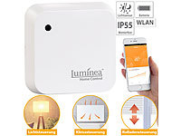 Luminea Home Control Wetterfester WLAN-Licht & Dämmerungs-Sensor mit App, IP55; WLAN-Steckdosen mit Stromkosten-Messfunktion WLAN-Steckdosen mit Stromkosten-Messfunktion WLAN-Steckdosen mit Stromkosten-Messfunktion 