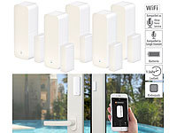 Luminea Home Control 5er-Set WLAN-Tür & Fensteralarm mit App, für Alexa & Google Assistant; WLAN-Steckdosen mit Stromkosten-Messfunktion WLAN-Steckdosen mit Stromkosten-Messfunktion WLAN-Steckdosen mit Stromkosten-Messfunktion WLAN-Steckdosen mit Stromkosten-Messfunktion