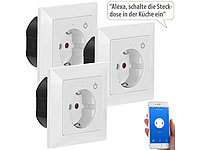 Luminea Home Control WLAN-Unterputz-Steckdose mit App, für Siri, Alexa & GA, 3er Pack