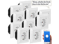 Luminea Home Control WLAN-Unterputz-Steckdose mit App, für Siri, Alexa & GA, 10er Pack