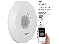 Luminea Home Control Extra-flacher WLAN-PIR-Bewegungsmelder mit App, 360°, 230 Volt; WLAN-LED-Lampen GU10 RGBW WLAN-LED-Lampen GU10 RGBW WLAN-LED-Lampen GU10 RGBW WLAN-LED-Lampen GU10 RGBW 