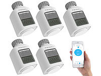 PEARL 5er-Set Programmierbares Heizkörper-Thermostat mit Bluetooth & App; Programmierbare Heizkörperthermostate Programmierbare Heizkörperthermostate Programmierbare Heizkörperthermostate 