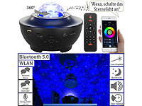 Lunartec Laser-Sternenlicht-Projektor mit Lautsprecher, Bluetooth, WLAN & App; LED Glasfaser Sternenhimmel LED Glasfaser Sternenhimmel LED Glasfaser Sternenhimmel 