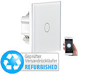 Luminea Home Control Touch-Lichtschalter, WLAN, kompat. zu Siri, Versandrückläufer; WLAN-Touch-Lichttaster & -Dimmer WLAN-Touch-Lichttaster & -Dimmer 