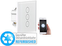 Luminea Home Control Touch-Dreifach-Lichtschalter, komp. Versandrückläufer; WLAN-Touch-Lichttaster & -Dimmer WLAN-Touch-Lichttaster & -Dimmer 