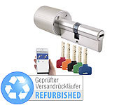VisorTech Elektronischer Tür-Schließzylinder mit 5 Schlüssel, Versandrückläufer; Sicherheits-Türbeschläge mit Fingerabdruck-Scanner und Transponder 