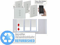 Luminea Home Control 4er-Set Rollladen-Touch-Unterputz-Steuerung, Versandrückläufer; WLAN-Steckdosen mit Stromkosten-Messfunktion 