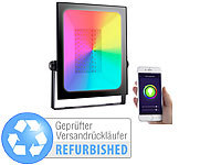 Luminea Home Control Outdoor-Fluter mit RGB-CCT-LEDs, Bluetooth & App, Versandrückläufer; WLAN-Gartenstrahler mit RGB-CCT-LEDs, App- & Sprachsteuerung, 230 V, WLAN-Tischleuchten mit RGB-IC-LEDs und App-Steuerung 