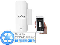 Luminea Home Control WLAN-Tür & Fensteralarm mit App, komp. Versandrückläufer; WLAN-Steckdosen mit Stromkosten-Messfunktion WLAN-Steckdosen mit Stromkosten-Messfunktion 