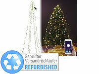 Lunartec WLAN-Tannenbaum-Überwurf-Lichterkette mit App, Versandrückläufer; Kabellose, dimmbare LED-Weihnachtsbaumkerzen mit Fernbedienung und Timer Kabellose, dimmbare LED-Weihnachtsbaumkerzen mit Fernbedienung und Timer 