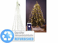 Lunartec WLAN-Tannenbaum-Überwurf-Lichterkette mit App, Versandrückläufer; Kabellose, dimmbare LED-Weihnachtsbaumkerzen mit Fernbedienung und Timer Kabellose, dimmbare LED-Weihnachtsbaumkerzen mit Fernbedienung und Timer 