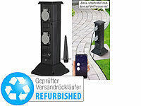 Royal Gardineer 4-fach-WLAN-Outdoor-Steckdosen-Säule, App, Versandrückläufer; Säulen-Gartensteckdosen 