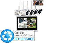 VisorTech Funk-Überwachungssystem mit Display, HDD-Rekorder, Versandrückläufer; Netzwerk-Überwachungssysteme mit HDD-Recorder & IP-Kameras, Akkubetriebene IP-Full-HD-Überwachungskameras mit Apps 