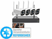 VisorTech Funk-Überwachungssystem mit HDD-Rekorder, Versandrückläufer; Netzwerk-Überwachungssysteme mit HDD-Recorder & IP-Kameras, Akkubetriebene IP-Full-HD-Überwachungskameras mit Apps 