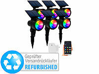 Lunartec 6er-Set RGB-CCT-LED-Spot mit Bluetooth inkl. Gateway,Versandrückläufer; LED-Solar-Wegeleuchten 