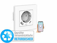 Luminea Home Control 2in1-WLAN-Unterputzsteckdose Versandrückläufer; WLAN-Steckdosen mit Stromkosten-Messfunktion WLAN-Steckdosen mit Stromkosten-Messfunktion 