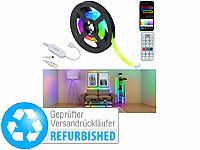 Luminea Home Control Smarter USB-RGB-IC-LED-Streifen, Bluetooth, App, Versandrückläufer; WLAN-LED-Lampen E27 RGBW WLAN-LED-Lampen E27 RGBW 