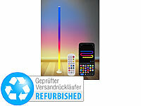 Luminea Home Control LED RGB-Lampen, RGB-Farbwechsel-Stehleuchte; WLAN-USB-Stimmungsleuchten mit RGB + CCT-LEDs und App WLAN-USB-Stimmungsleuchten mit RGB + CCT-LEDs und App WLAN-USB-Stimmungsleuchten mit RGB + CCT-LEDs und App 