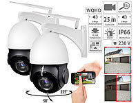 7links 2er-Set PTZ-IP-Überwachungskameras mit 2K, 18x-Zoom, WLAN, App, 360°; WLAN-IP-Nachtsicht-Überwachungskameras & Babyphones, WLAN-IP-Überwachungskameras mit Objekt-Tracking & App 