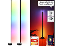 Luminea Home Control 2er-Set WLAN-Steh-/Eck-Leuchten mit RGB-CCT-IC-LEDs, 12W, App, schwarz