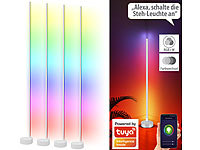 Luminea Home Control 4er-Set WLAN-Steh-/Eck-Leuchten mit RGB-CCT-IC-LEDs, 12W, dimmbar, App; WLAN-LED-Lampen GU10 RGBW 